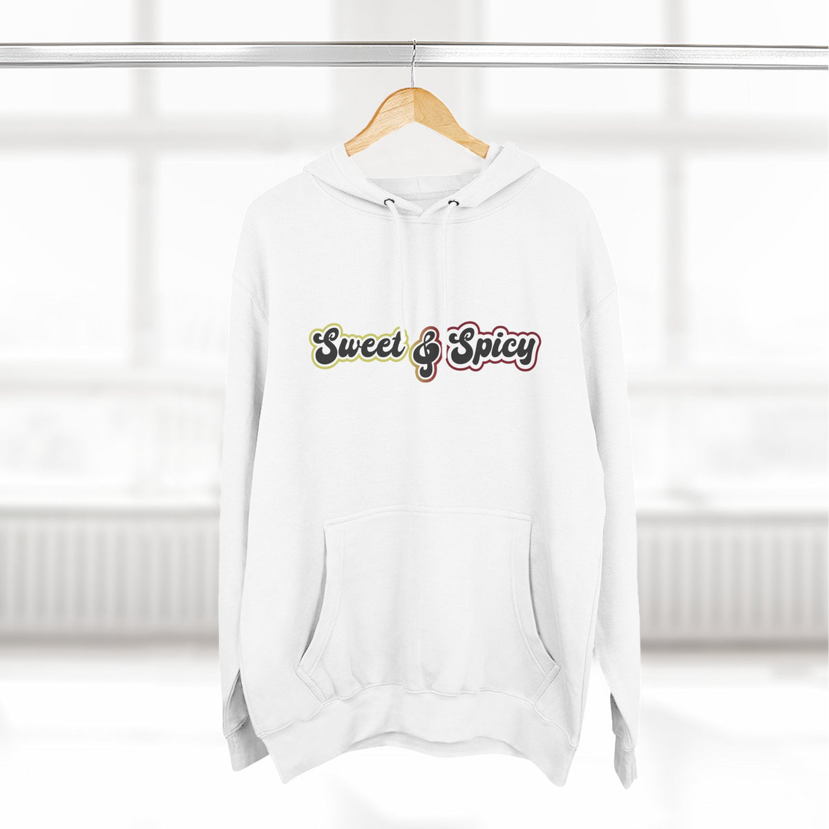 Sweet & Spicy Hoodie — Retro Text Graphic Fleece Pullover