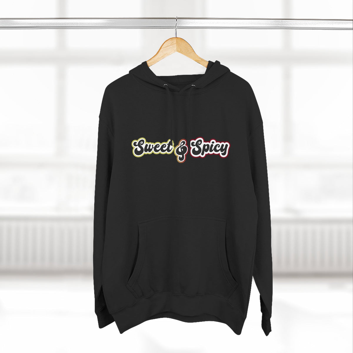 Sweet & Spicy Hoodie — Retro Text Graphic Fleece Pullover