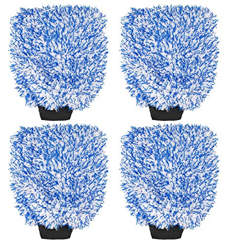 4 Pack  Premium Microfiber Wash Mitts,